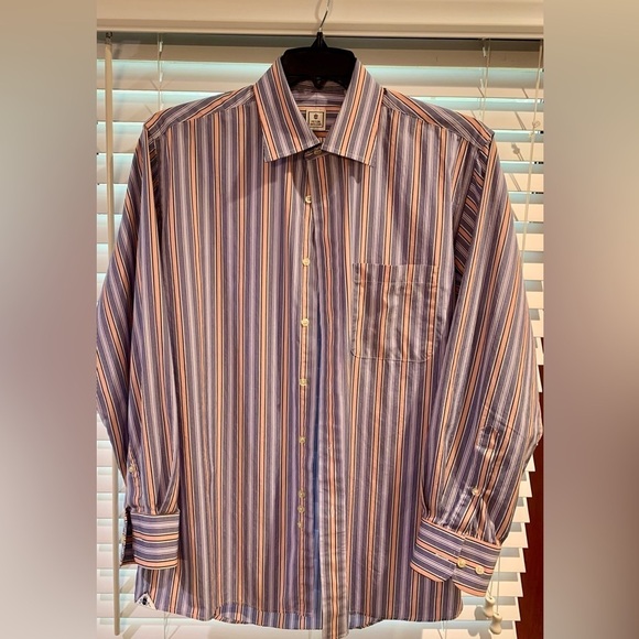 Peter Millar Striped Button Front Shirt Size Large - Picture 1 of 4